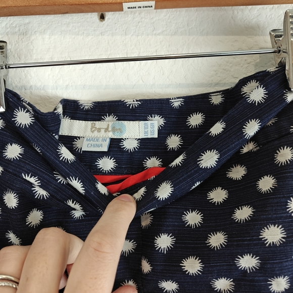 Boden A-Line Skirt Starburst Star Print Navy Blue/White Front Box Pleat Size 6R - Picture 8 of 14